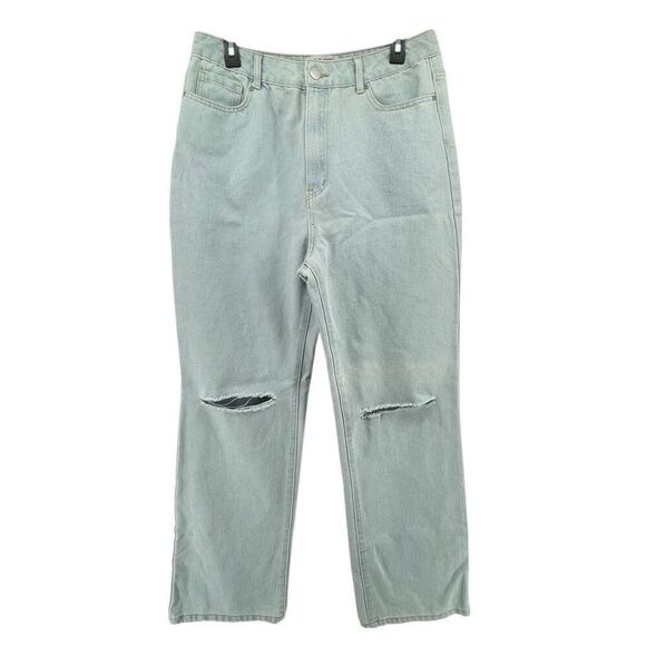 Refuge Denim Ultra High Rise 90s Wide Leg Distressed Jeans Light Wash 31” Sz 11 - Picture 1 of 12